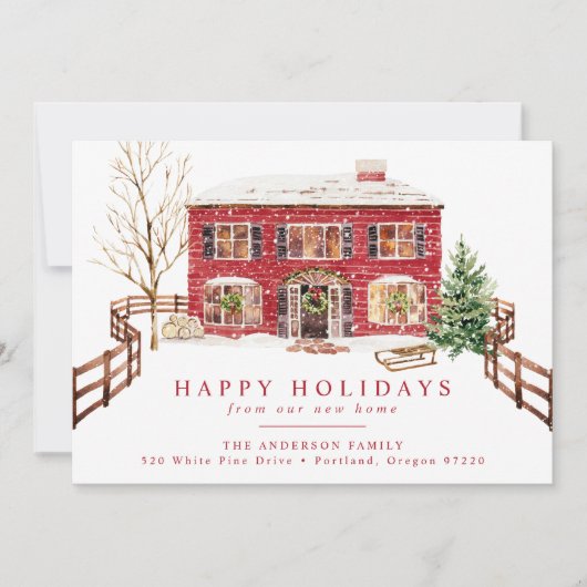 Snowy New Zuhause for Holidays Holiday Moving Ankündigung (Vorderseite)
