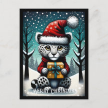Snowy Niedlich Baby Snow Leopard Weihnachtsgeschen