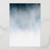 Snowy Night Blue Foil Frohe Weihnachten Folien Feiertagskarte (Rückseite)