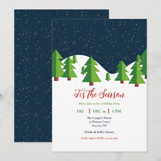 Snowy Night Einladung (Vorne/Hinten)