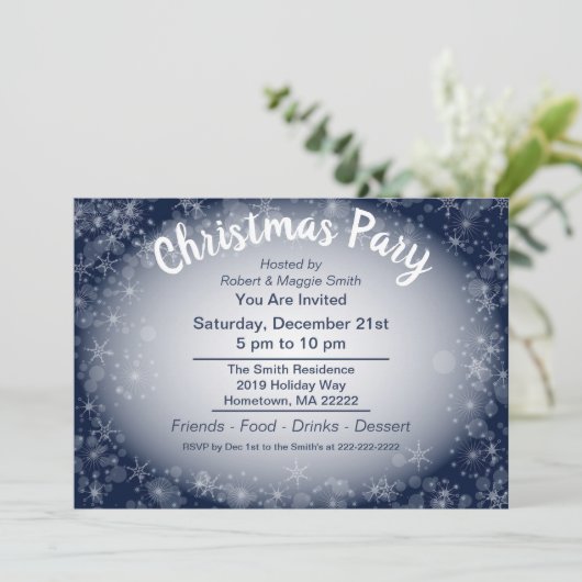 Snowy Night Einladung (Stehend Vorderseite)
