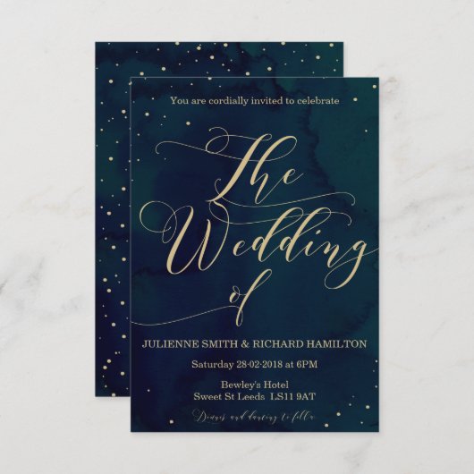 Snowy Night Elegante Winter Hochzeit Einladung (Vorne/Hinten)