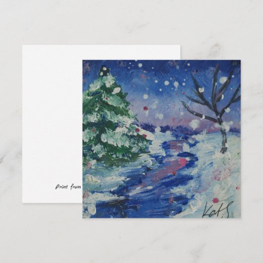 Snowy Night Feiertagskarte (Vorne/Hinten)