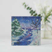 Snowy Night Feiertagskarte (Stehend Vorderseite)