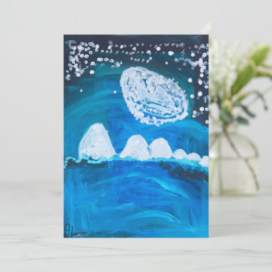 Snowy Night Feiertagskarte (Stehend Vorderseite)