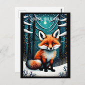 Snowy Night Forest Niedlich Fox Weihnachtsfeiertag Postkarte (Vorne/Hinten)