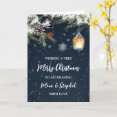 Snowy Night Mama und Stepdad Weihnachten Karte (Gelbe Blume)