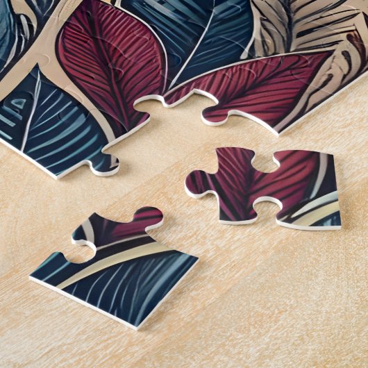 Snowy Night Moose Forest Mountains Boho Pattern Puzzle (Seite)