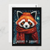 Snowy Night Red Panda Weihnachtskarte Postkarte (Vorne/Hinten)