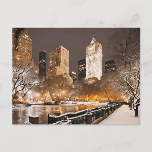 Snowy NYC New York City Christmas Postcard Postkarte (Vorderseite)
