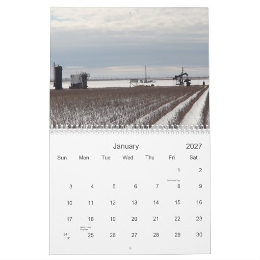 Snowy-Öl-Mietbrunnen Kalender (Jan 2027)