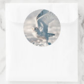Snowy Owl abheben Runder Aufkleber (Tasche)