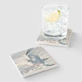 Snowy Owl abheben Steinuntersetzer (Seitenansicht)