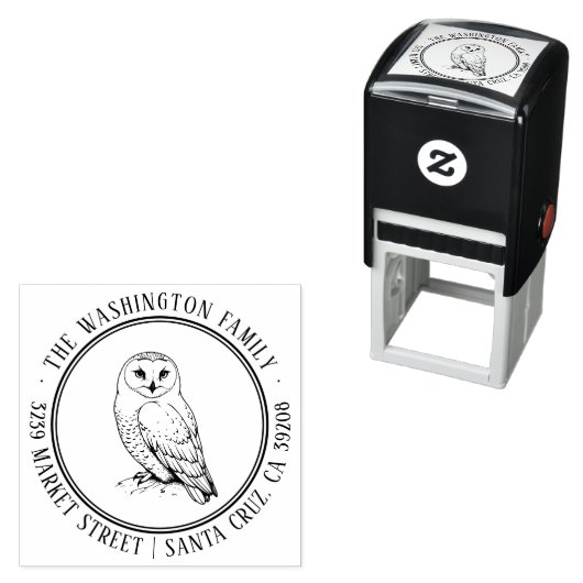 Snowy Owl Address Briefmarke Permastempel (Beispiel)