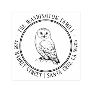 Snowy Owl Address Briefmarke Permastempel