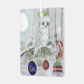 Snowy Owl and Friends on Christmas Eve Ornament Aus Metall (Vorderseite links)
