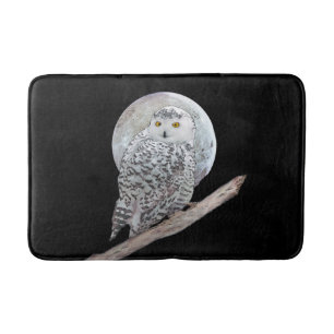 Snowy Owl and Moon Painting - Original Bird Art Badematte