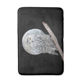 Snowy Owl and Moon Painting - Original Bird Art Badematte (Vorderseite Vertikal)