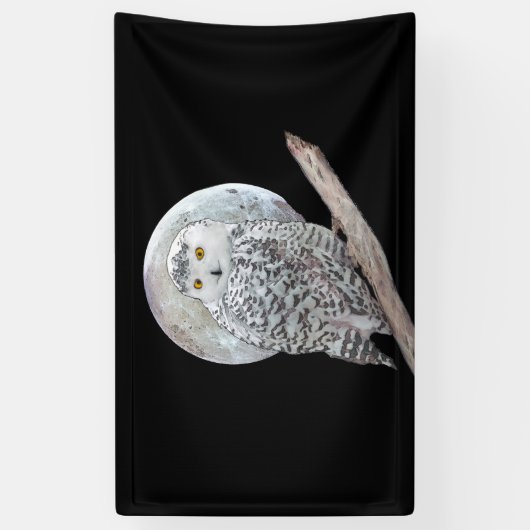 Snowy Owl and Moon Painting - Original Bird Art Banner (Vertikal)