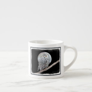 Snowy Owl and Moon Painting - Original Bird Art Espressotasse