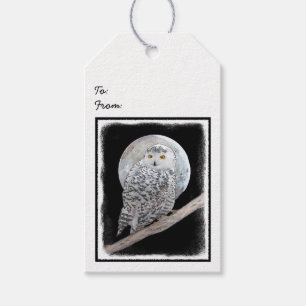 Snowy Owl and Moon Painting - Original Bird Art Geschenkanhänger