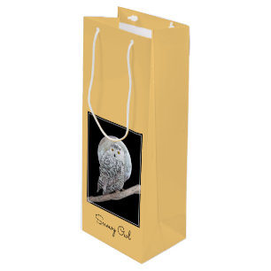 Snowy Owl and Moon Painting - Original Bird Art Geschenktüte Für Weinflaschen
