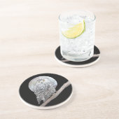 Snowy Owl and Moon Painting - Original Bird Art Getränkeuntersetzer (Seite)