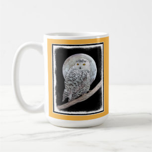 Snowy Owl and Moon Painting - Original Bird Art Kaffeetasse