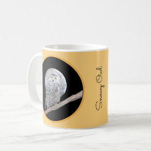 Snowy Owl and Moon Painting - Original Bird Art Kaffeetasse