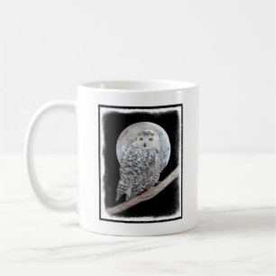 Snowy Owl and Moon Painting - Original Bird Art Kaffeetasse