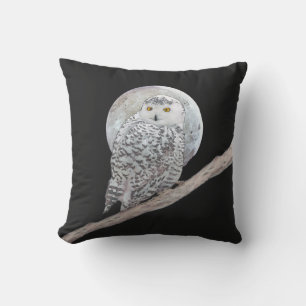 Snowy Owl and Moon Painting - Original Bird Art Kissen