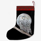 Snowy Owl and Moon Painting - Original Bird Art Kleiner Weihnachtsstrumpf (Rückseite)