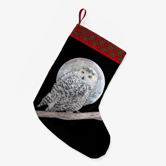 Snowy Owl and Moon Painting - Original Bird Art Kleiner Weihnachtsstrumpf (Vorderansicht (hängend))