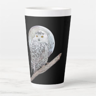 Snowy Owl and Moon Painting - Original Bird Art Milchtasse