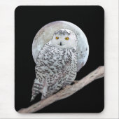 Snowy Owl and Moon Painting - Original Bird Art Mousepad (Vorne)