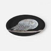 Snowy Owl and Moon Painting - Original Bird Art Pappteller (Schrägansicht)