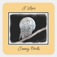 Snowy Owl and Moon Painting - Original Bird Art