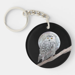 Snowy Owl and Moon Painting - Original Bird Art Schlüsselanhänger
