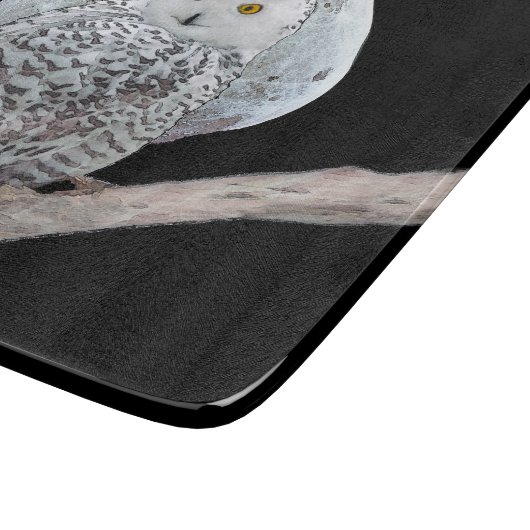 Snowy Owl and Moon Painting - Original Bird Art Schneidebrett (Ecke)