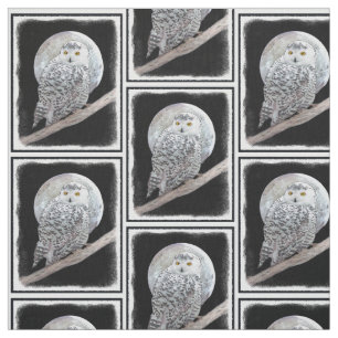 Snowy Owl and Moon Painting - Original Bird Art Stoff