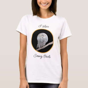Snowy Owl and Moon Painting - Original Bird Art T-Shirt