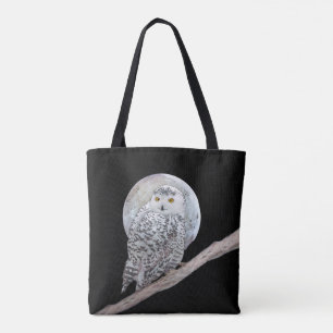 Snowy Owl and Moon Painting - Original Bird Art Tasche