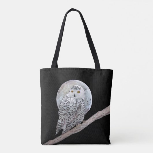 Snowy Owl and Moon Painting - Original Bird Art Tasche (Rückseite)
