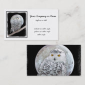 Snowy Owl and Moon Painting - Original Bird Art Visitenkarte (Vorne/Hinten)