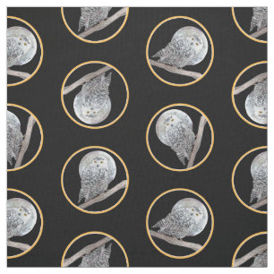 Snowy Owl and Moon Painting Original Wild Bird Art Stoff