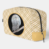 Snowy Owl and Moon Painting Original Wild Bird Art Waschbeutel (Rechte Ecke)