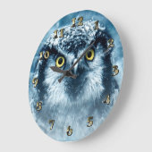 Snowy Owl Big Eyes Große Wanduhr (Winkel)