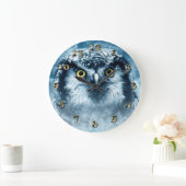 Snowy Owl Big Eyes Große Wanduhr (Zuhause)