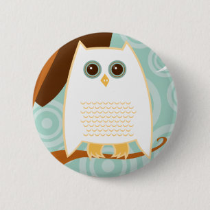 Snowy Owl Blue Button