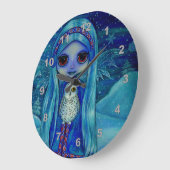 Snowy Owl Fairy Magical Winter Snowflakes Nursery Große Wanduhr (Winkel)